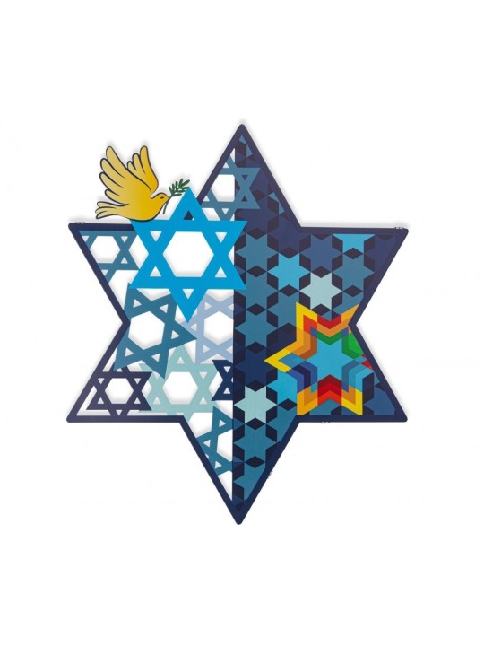 דורית יודאיקה אמנות קיר מגן דוד ופ... | מתלי קיר מאת דורית